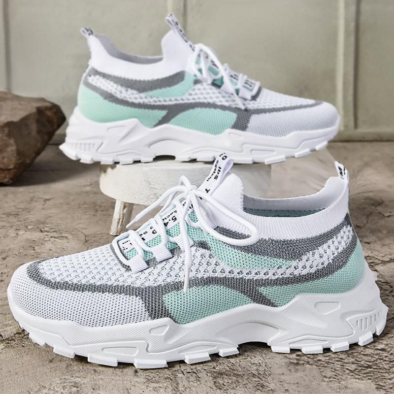 Women's Shoes Fashion Summer New Style Shoes Soft Sole Women's Shoes Flying Woven Breathable Mesh Shoes Lightweight Dad Shoes