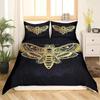 Boho Gothic Skull Bedding Set Death Moth Duvet Cover Set King Queen Full Twin Size Galaxy Sun And Moon Polyester Comforter Cover