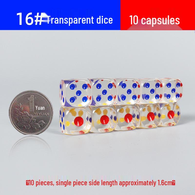 30mm Large Transparent Crystal Dice with Colored Pips for KTV, Bar, or Mahjong