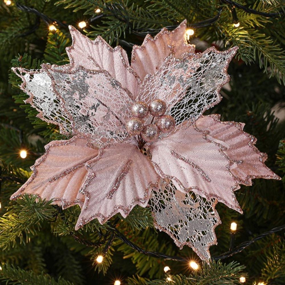 Neue 24cm Weihnachtsstern Glitzer Blume Große Künstliche Blumen Weihnachtsblumen Hochzeitsdeko Frohe Weihnachten Weihnachtsbaumschmuck