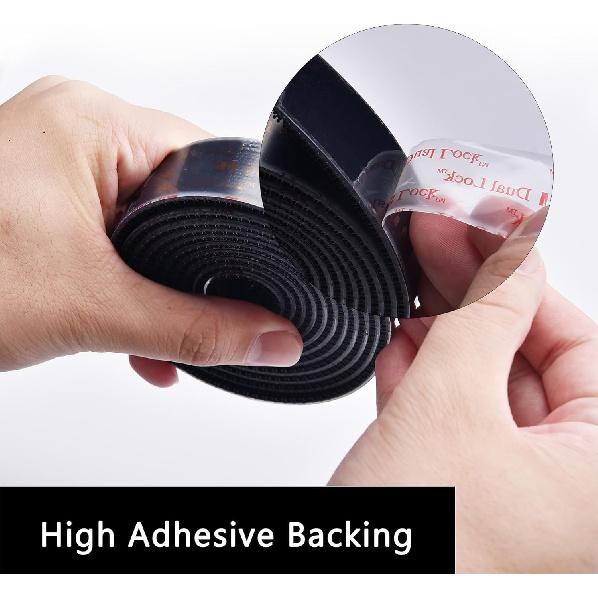 3M Dual Lock SJ3550 Reclosable Fastener 1/2''×3Ft Black Heavy Duty Mounting Tape Strong Adhesive with Interlocking Mushroom-Shaped Heads for Indoor