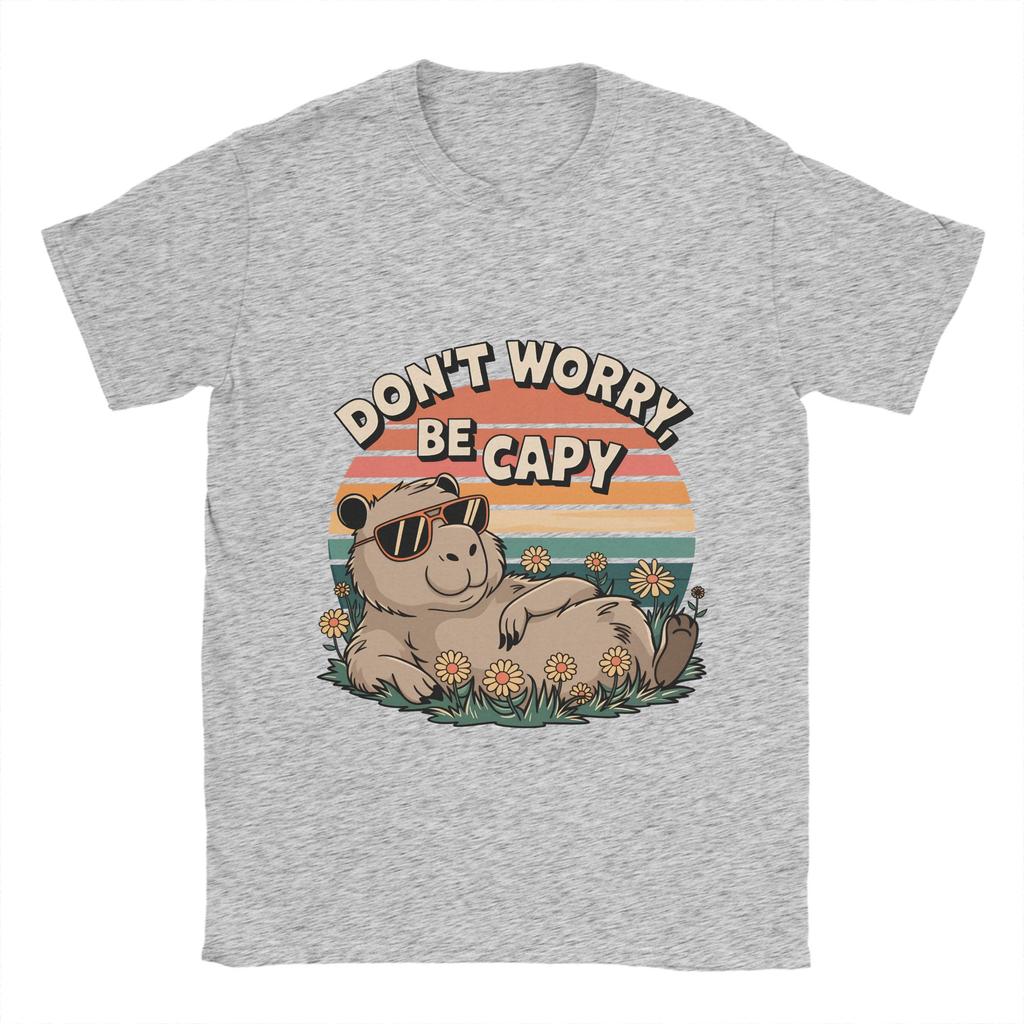 Capybara Dont worry Be Cappy T Shirt Summer  Hip Hop TShirts Man Cotton O Neck Plus Size Top Tees ShortSleeved Vintage Tshirt
