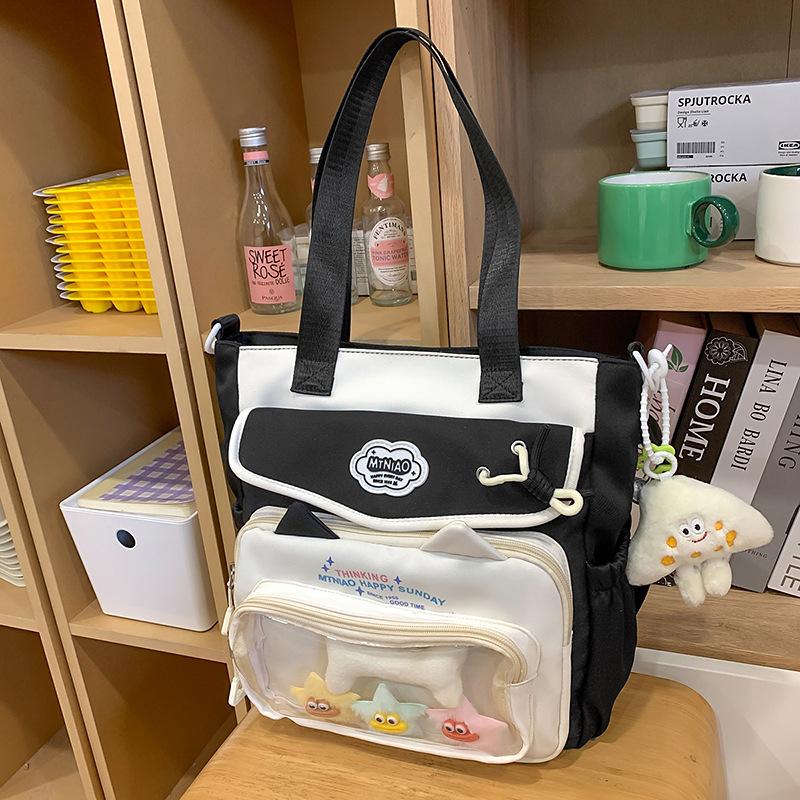School bag cute dopamine messenger junior high school student girl high value handbag carrying book large capacity make-up class girl