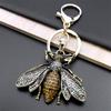 Vintage Crystal Bee Pendant Key Chain Women Alloy Rhinestone Keyring Car Bag Accessories Jewelry Llaveros Para Mujer K9242S04