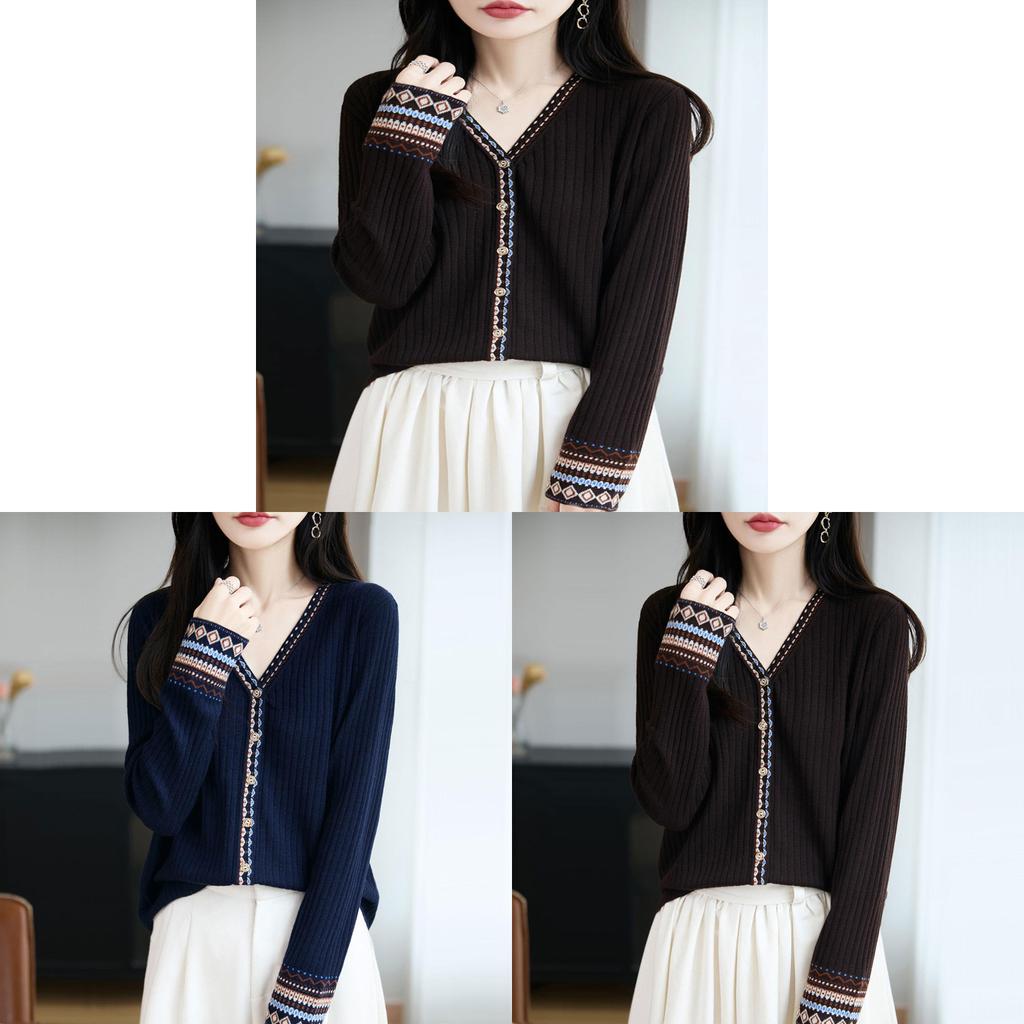 Andy Plush Knit Cardigan For Women With Vneck And Long Sleeves For Casual Wear
