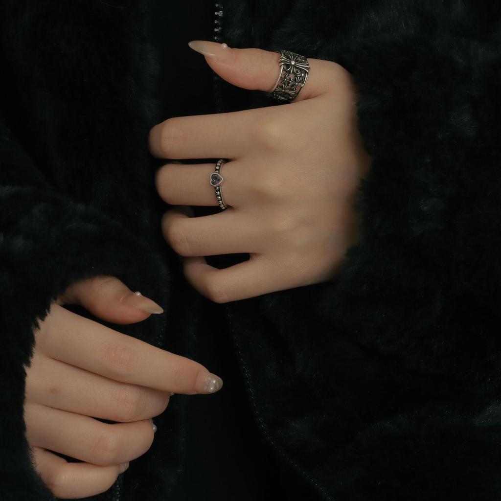 Kuaishou Original Niche Design High-End Cross Love Retro Fashion Index Finger Ring