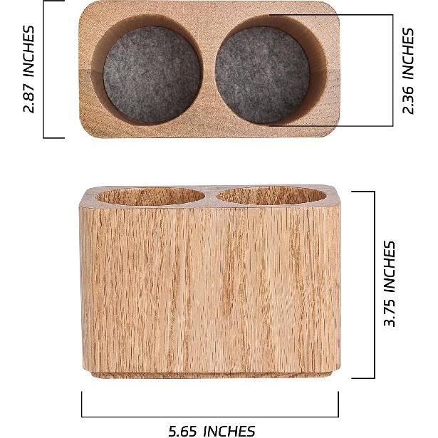 Oak Solid Wood Pen &Pencil Holder for Desk, Office Stationery Organizer, Table Pencil Cup Stand,Desk Accessories Holder, Two Cups Practical Design.
