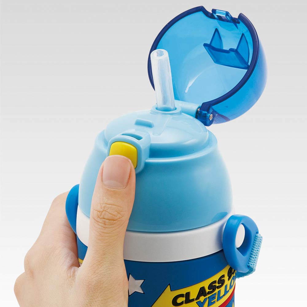 Skater Stainless Steel Kids' Water Bottle, 380ml, Straw Type, 3D Plarail Design, SSPV4, Blue