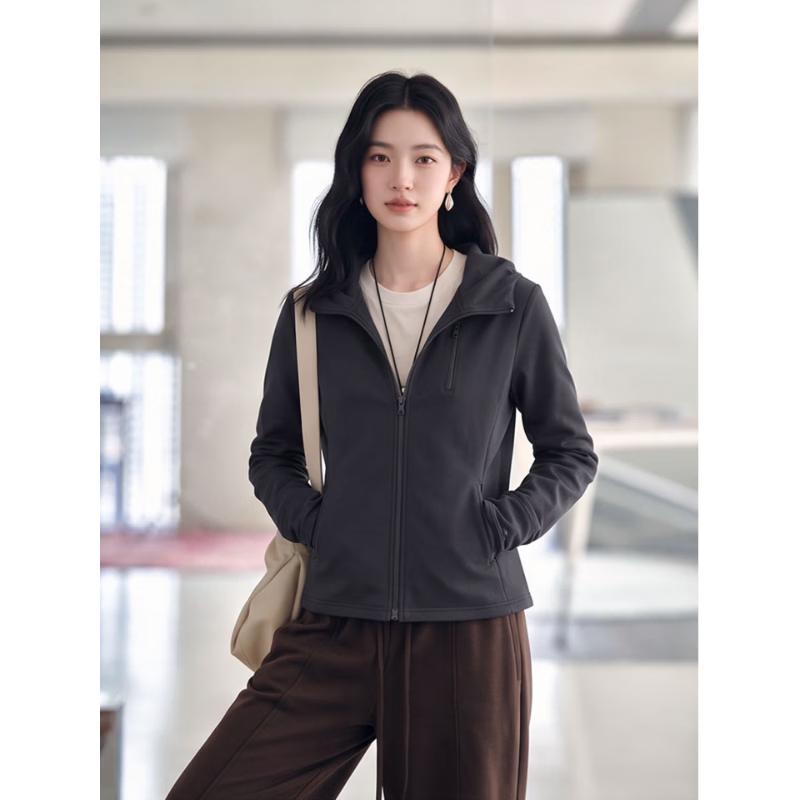 Basic House Women's Slim Fit Full-Zip Sporty Hoodie