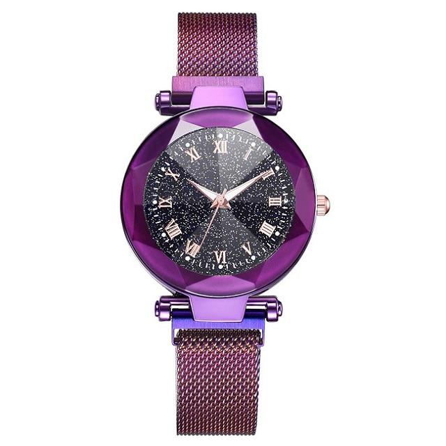 Reloj Mujer Women's Fashion Starry Sky Watches For Women Dress Magnet Buckle Mesh Belt Quartz Watch Zegarek Damski