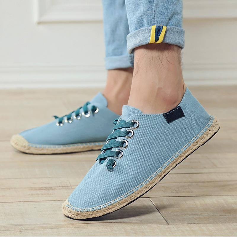 2025 Primavera Verão Pescador Sapatos Rasos Antiderrapantes Estilo de Rua Legal Sapatos Casuais Masculinos Pano Plus Size 45 Preto Azul