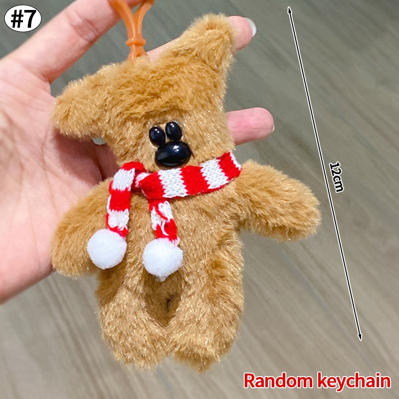 Capybara Christmas Keychain Cute Red Scarf Bear Doll Keyring Hanging Mobile Phones Bag Pendant Christmas Party Small Gifts Decor