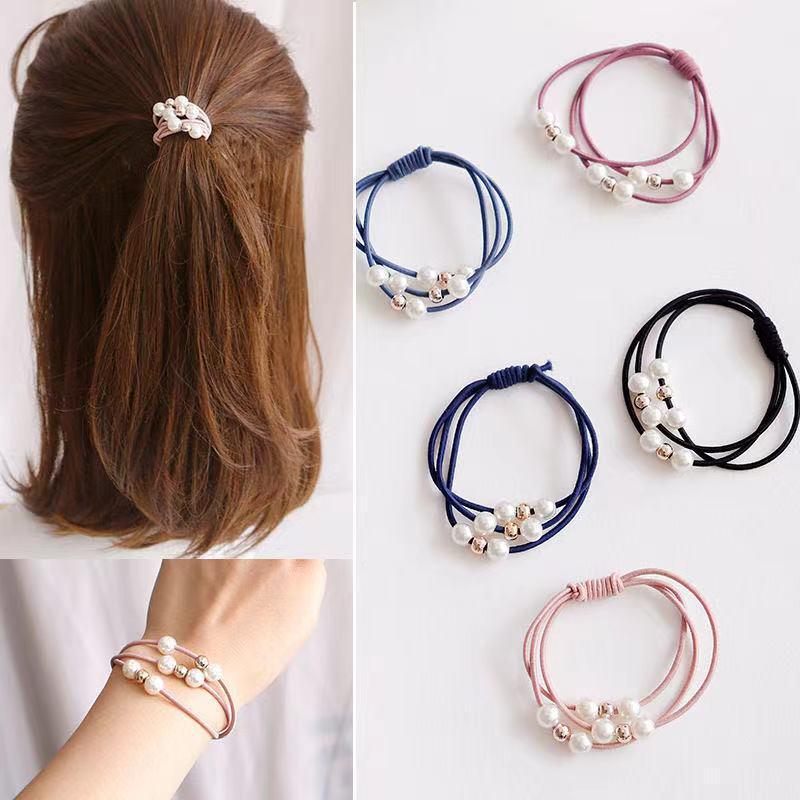 "Korean-Style Nine-Bead Hair Rope Headdress: Fresh and Simple Rubber Band Hair Accessory"