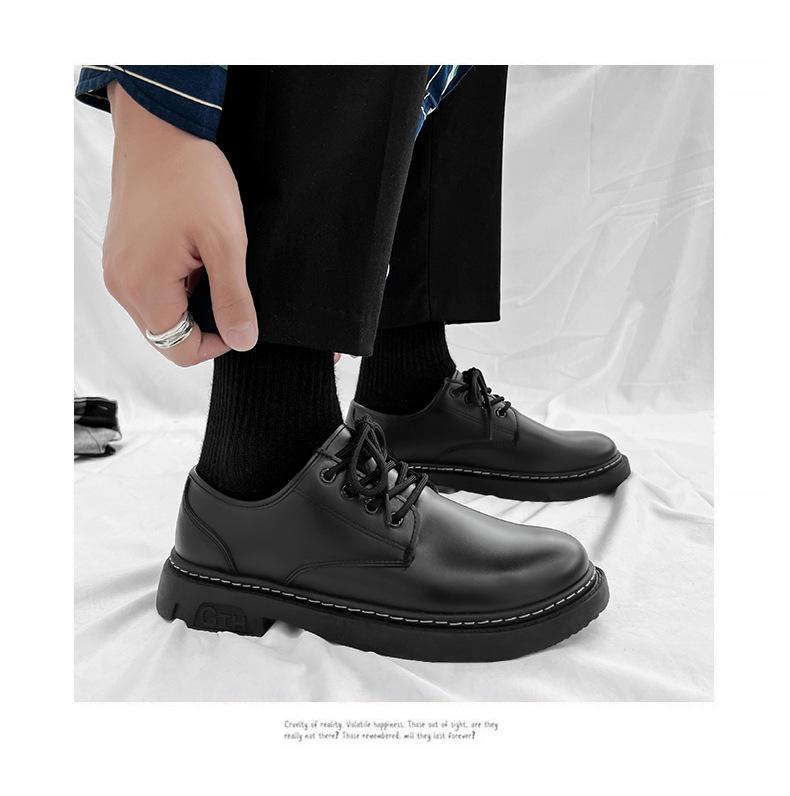 Men's Casual Black Leather Martin Boots - Small, Formal, Business, Work Shoes