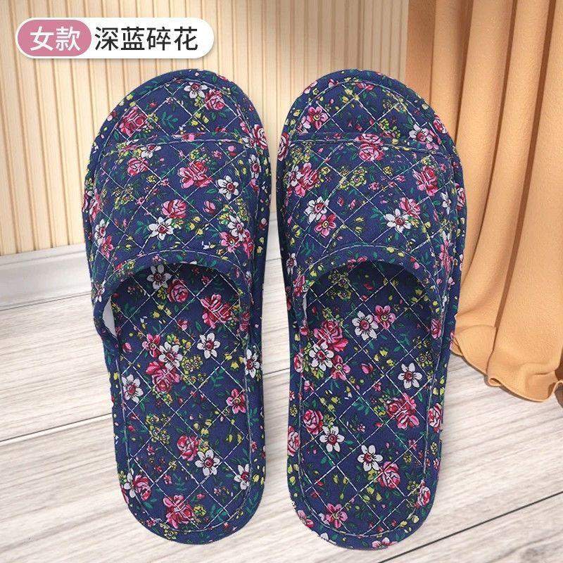 Flower pattern color matching cotton cloth bottom slippers home silent non-slip non-slip pad machine sewing light and versatile tide
