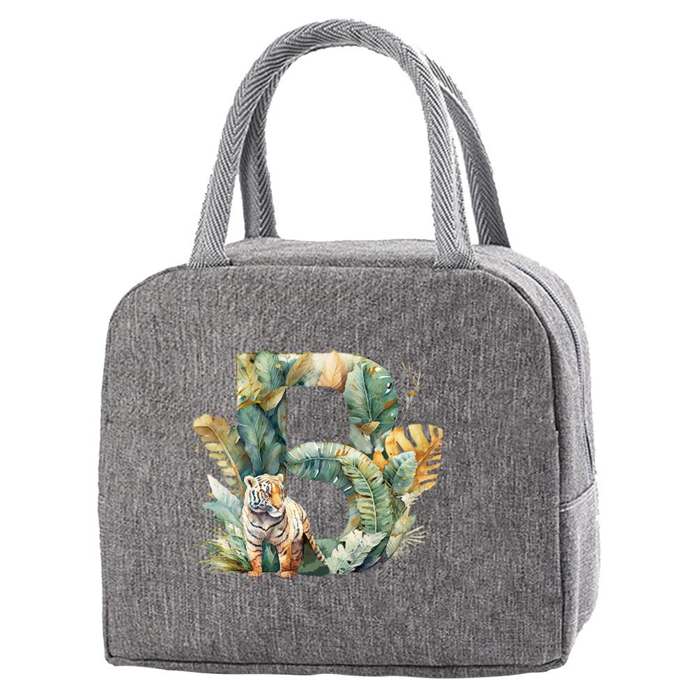Portable Food Insulation for Traveling Jungle Tiger Letter Printing Box Picnic Waterproof Oxford Zipper Insulation Lunch Bag