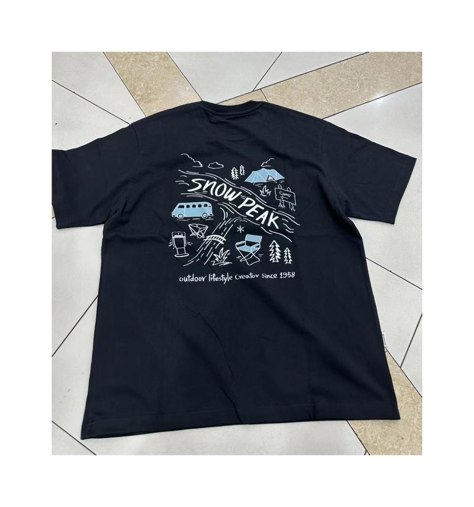 Korean Line Japanese Trend Xuefeng Outdoor Casual Cotton Round Neck Printed Short-sleeved T-shirt Couple Style