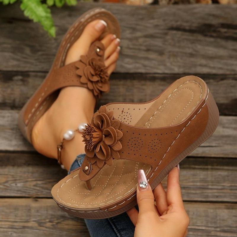 E new large-size women's shoes spring and summer slope heels open-toed slippers women's sandals