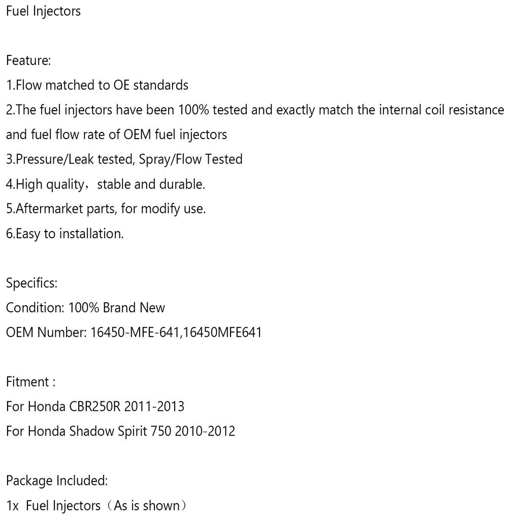 Kraftstoffeinspritzdüse für Honda CBR250R Shadow Phantom 750 16450-MFE-641 16450MFE641