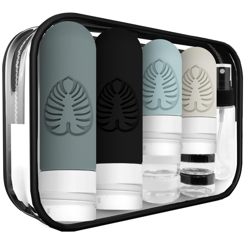 

Leakproof Travel Bottle Set With Storage Bag Shampoo Container Premium Toiletries Bottles Travel чорний