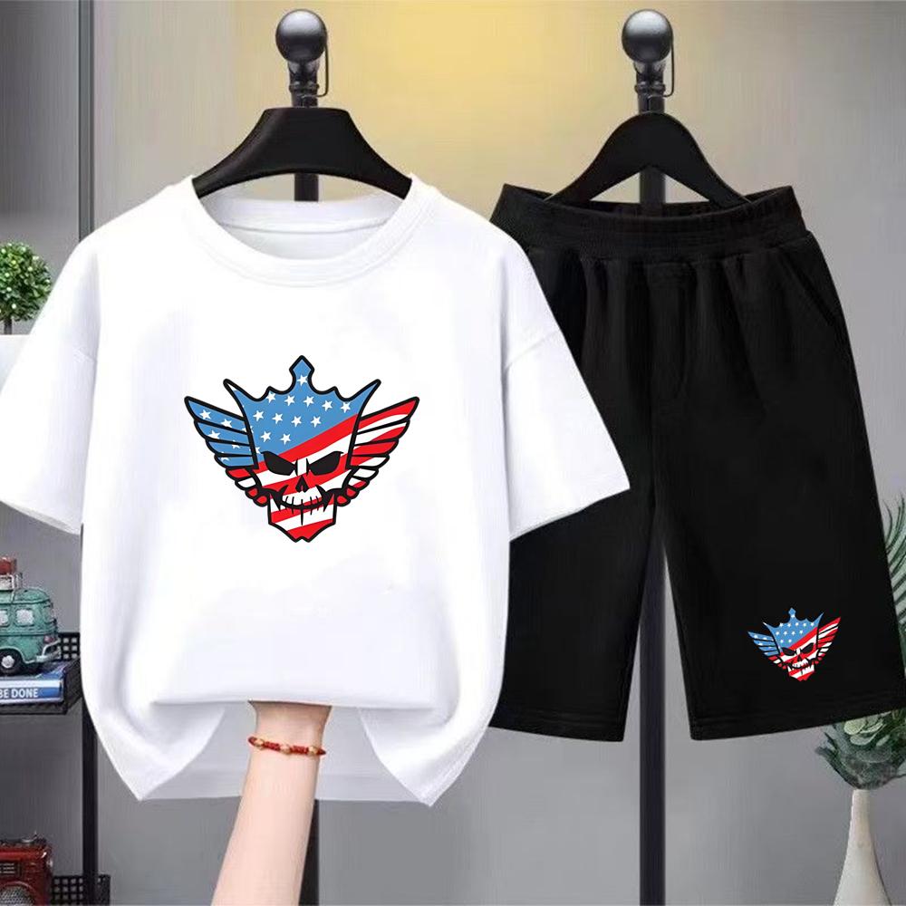 

Summer Men s T-shirt Shorts Set Funny Skull Printed Men s Short Sleeve Tops Shorts 2pcs Summer Men Women s Outdoor Casual T-shirt Sets XXS