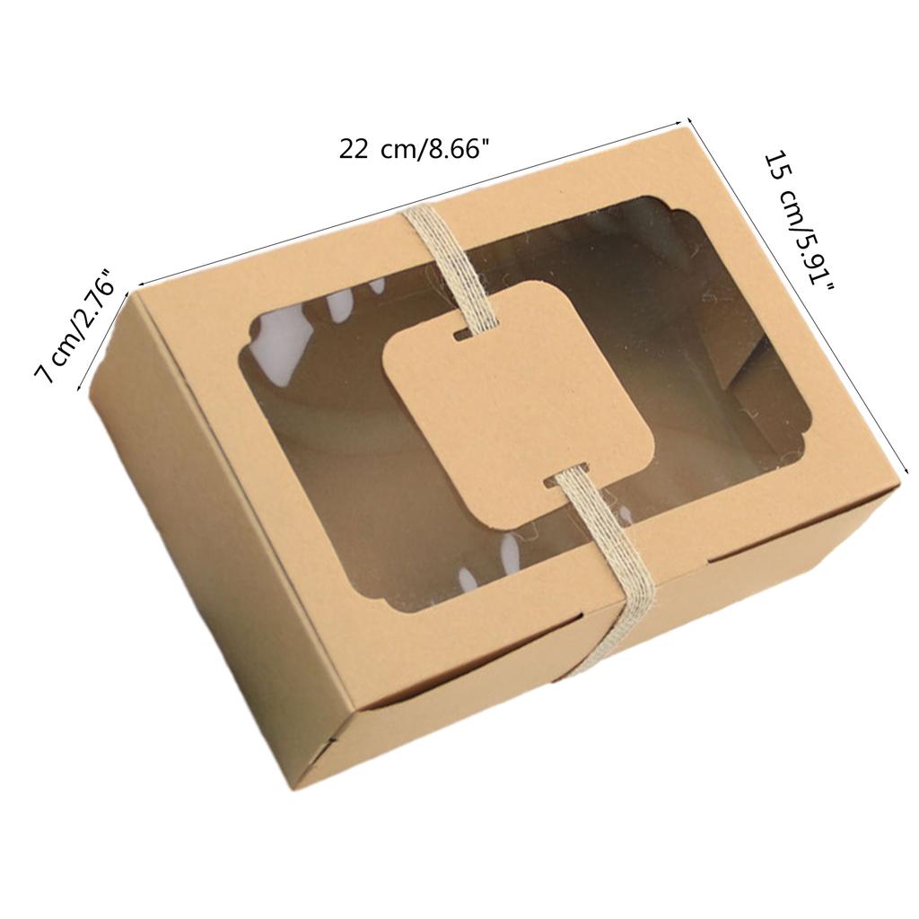12PCS Large Paper Box with Clear Window Paper Bakery Box for Cake Candy Biscuits Cookies DIY Gifts Durable and Portable
