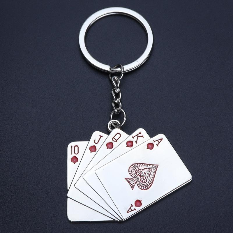 1PCS Unisex Keyring Creative Poker Key Holder Men's Car Keychains Versatile Key Ring Metal Key Chain Accessories