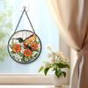 Flower Bird Patterned Stained Glass Sunlight Catcher Garden Decoration With Hanging Chain For Window Door Wall Display