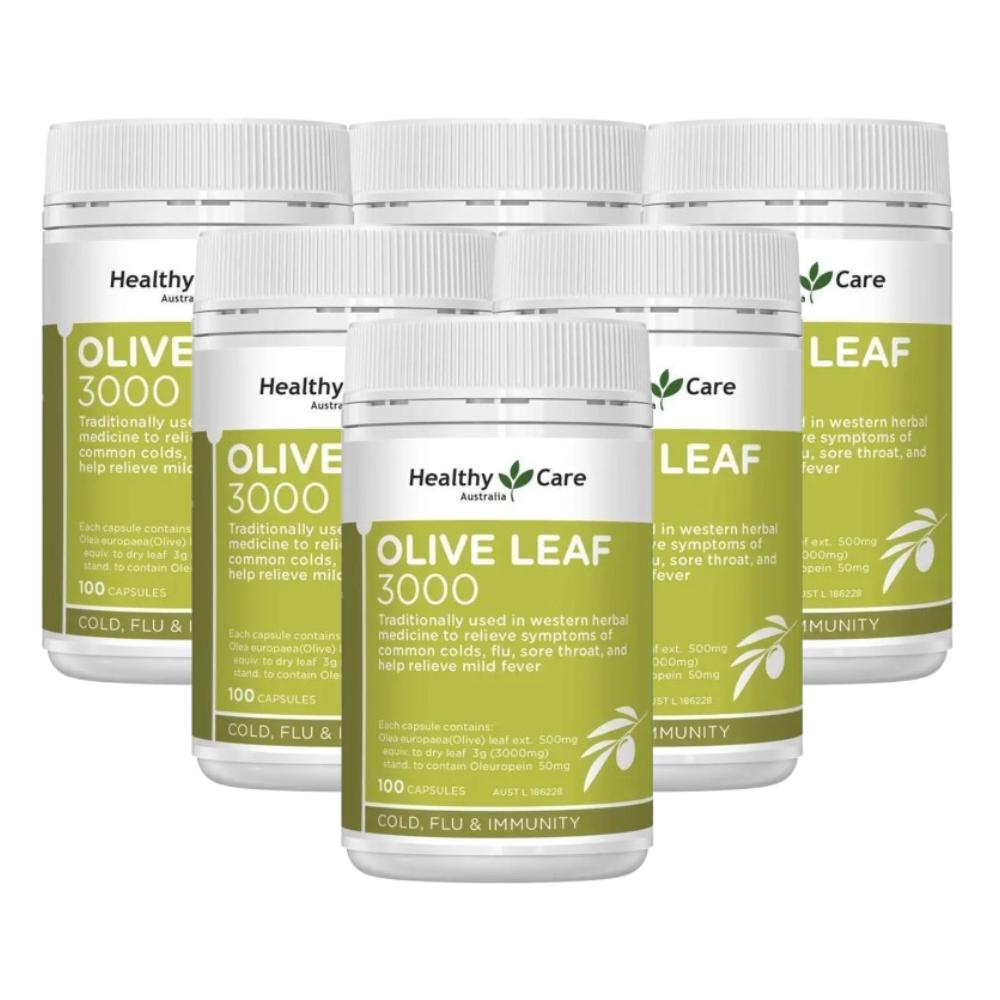Healthy Care Olive Leaf Extract 3000mg 100 Capsules x 6