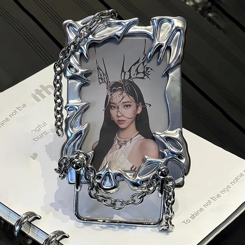 Original Design Electroplate Plasitic Frame Kpop Idol Photocard Holder Creative 3 Inch Photo Card Holder Photo Sleeve