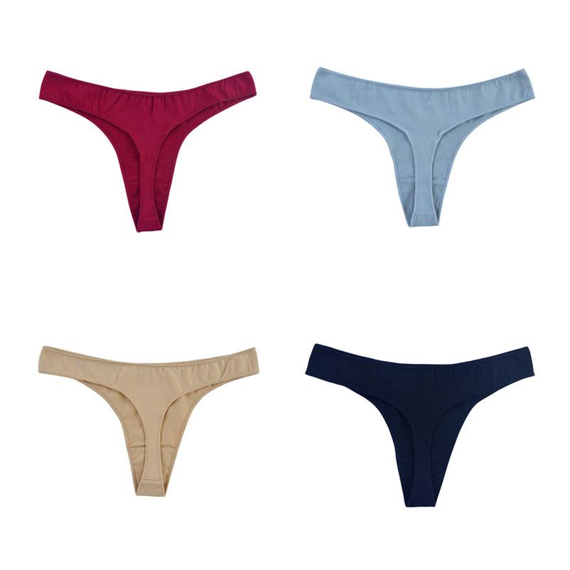 4PCS Unterwäsche Damen G-String Sexy Slips Baumwollhöschen Damen Atmungsaktive Tangas Niedrige Taille Unterwäsche