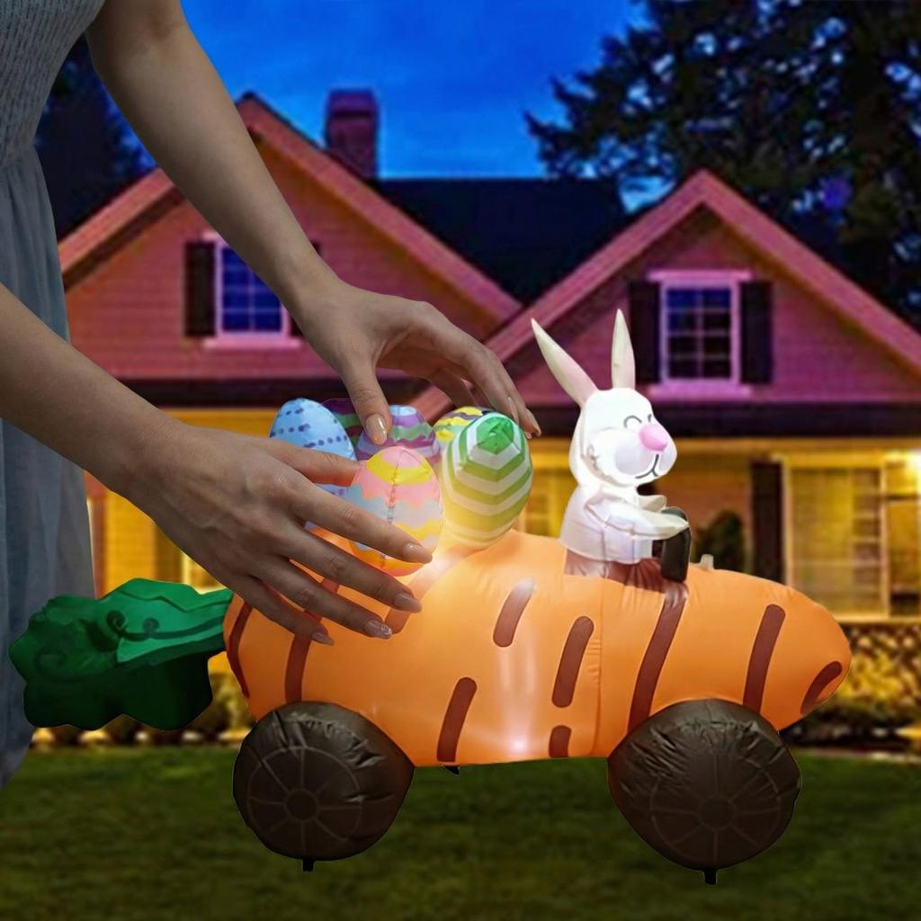 Ostern aufblasbare Karotte Auto Ei LED Leuchtende Dekorationen für Gartenpartys
