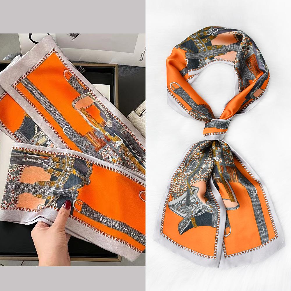 Luxury Design Horse Print Silk Sexy Scarf Women Soft Satin Hairband Neckerchief Office Hijab Headband Foulard Gift