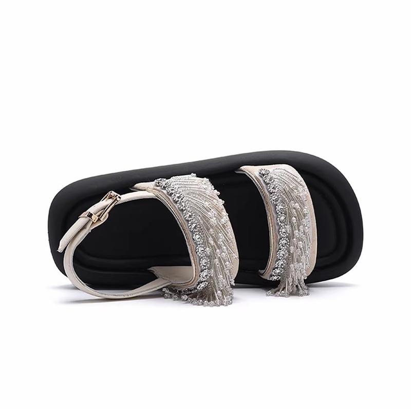 Flats Platform Women's Sandals Crystal Shoes Elegant Summer Woman Slippers 2025 Dress New Slides Sport Mujer Zapatos