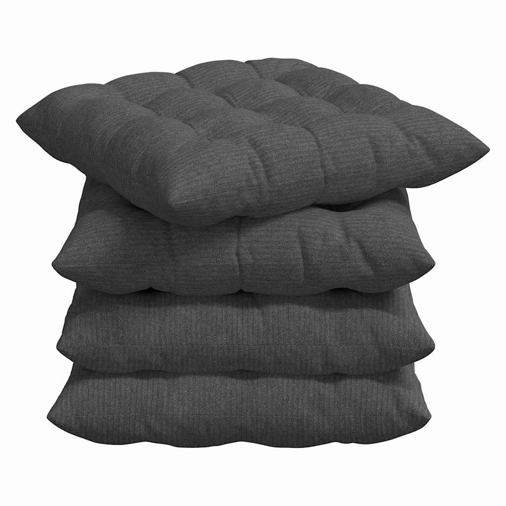 Seat Cushions 4 Pcs Dark Grey 40 X 40 X 6 Cm Cord Fabric