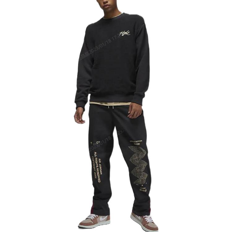 Jordan Solid Color Crew Neck Sweatshirt With Letter Pattern Men Tops Black DV1619-045