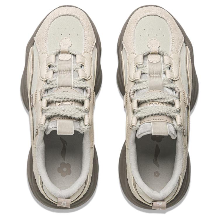 New LiNing Honey V2 Anti Slip Wear Resistant Low Top Casual Shoes Women's Beige Brown AGCU414-5