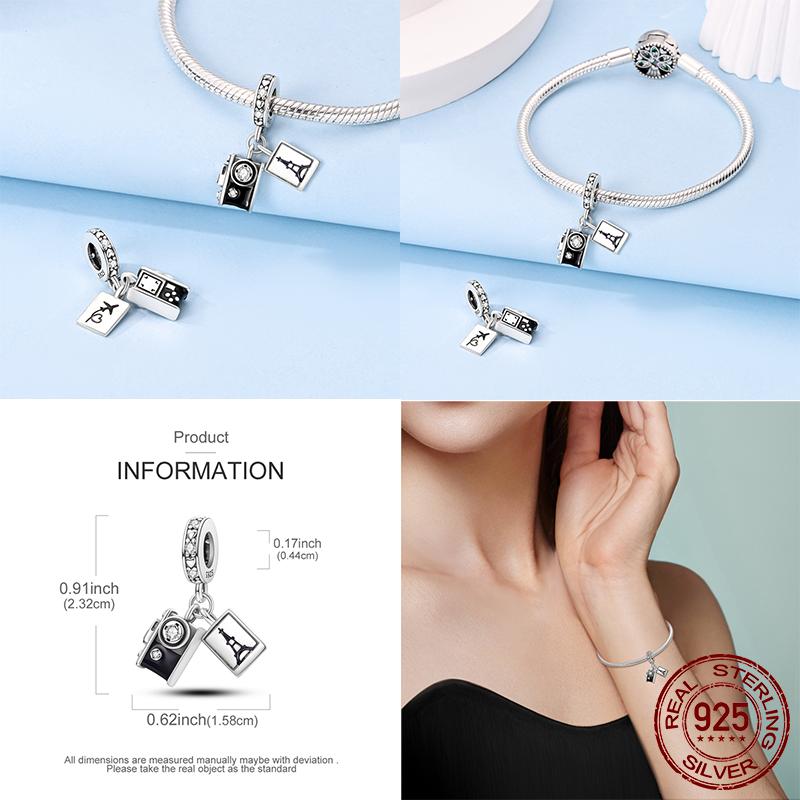 100% Copper Plane World Paris Charms Pendants Fit Original Bracelet Jewelry Making Woman Gift