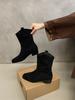 French Square Head Mori Western Boots 2025 Autumn and Winter New Versatile Simple V-mouth Thick Heel Thin Short Boots