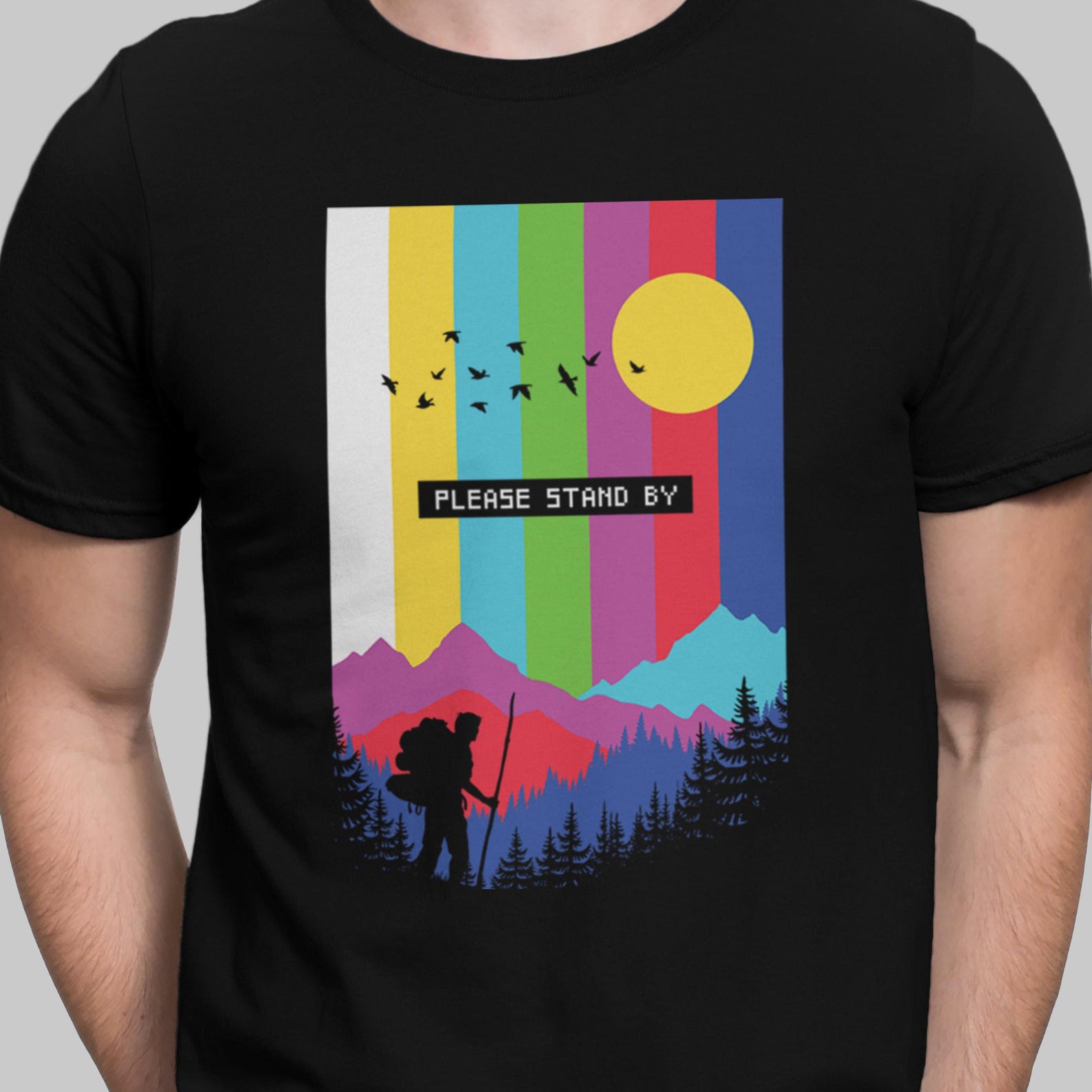 Hiking Outdoors T Shirt TV Test Pattern T-Shirt Hike Nature lover Shirt 2XL