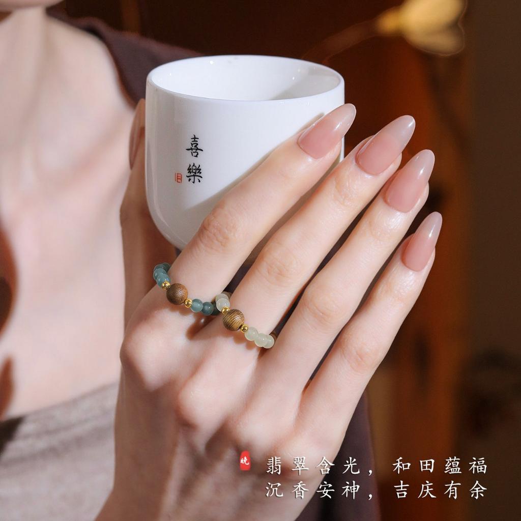 Wanlan Yunxiang Natural Hotan Jade Ring Jadeite Ring for Niche Customers