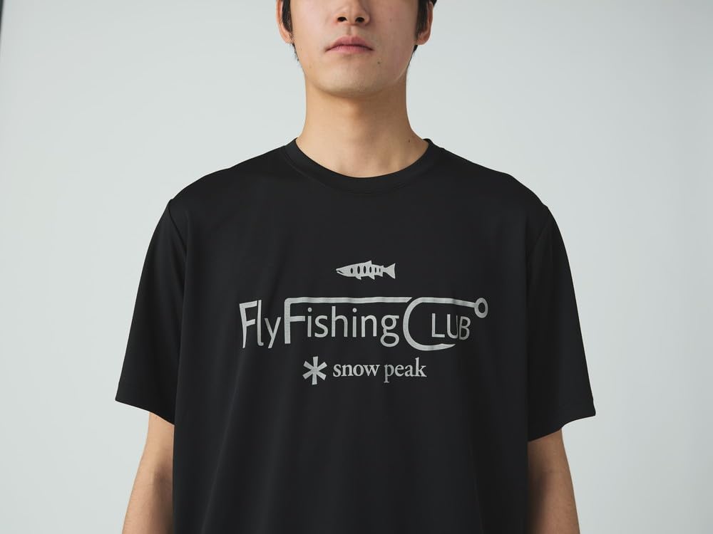 Snow Peak Графическая футболка с коротким рукавом и размером S Flyfishing Club SPF-TS-25AU902, мужская/женская, черная,