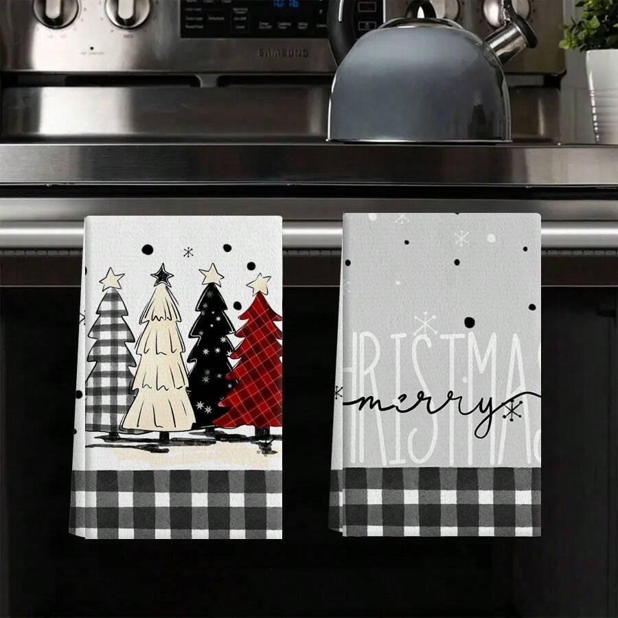 1pc/2pc/4pc/pack Christmas Scrub Sponge Creative Kitchen Dish Cloth Festive Cleaning Decor for Home & Table Kitchen Dish Towel Xmas Cleaning Supplies