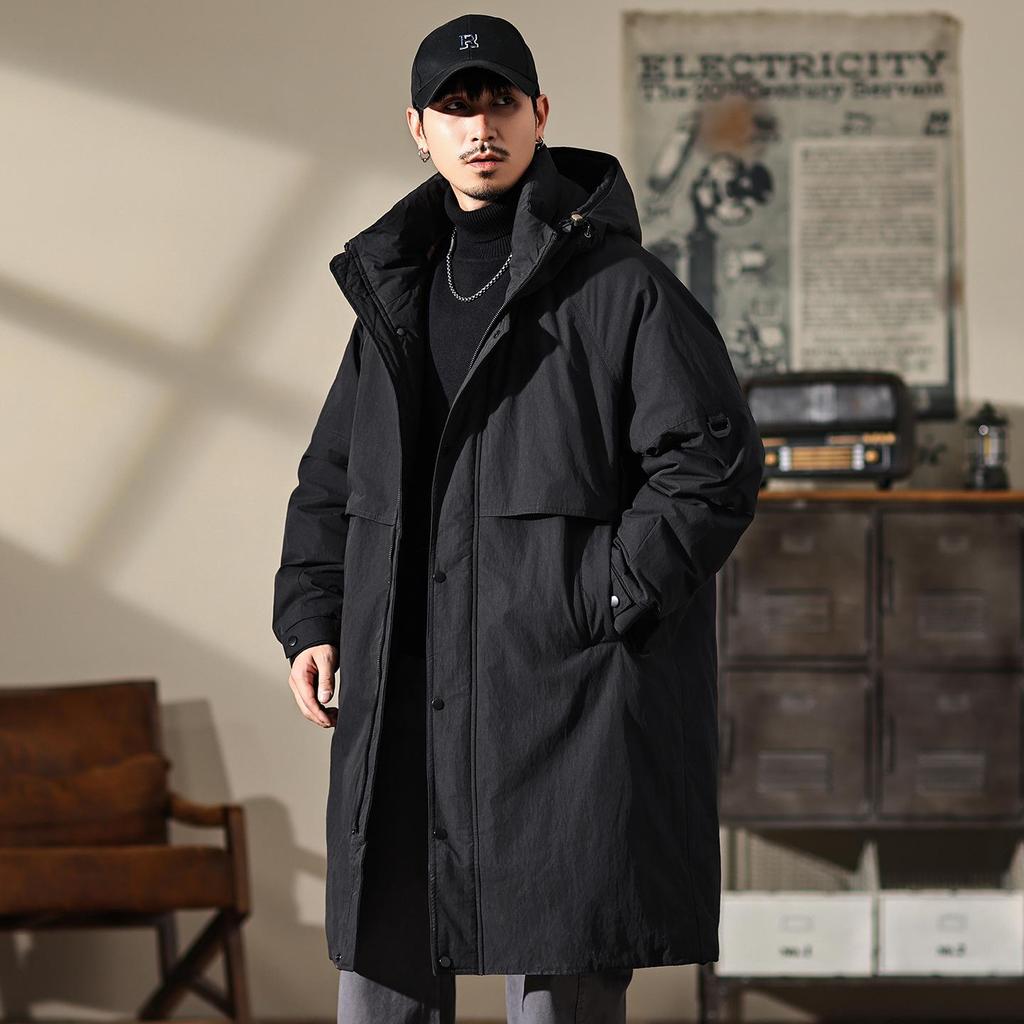 Xi Gao Men's Mid-Length Winter Down Jacket: High-Quality, Windproof, Warm, Thickened, Versatile, Casual.
