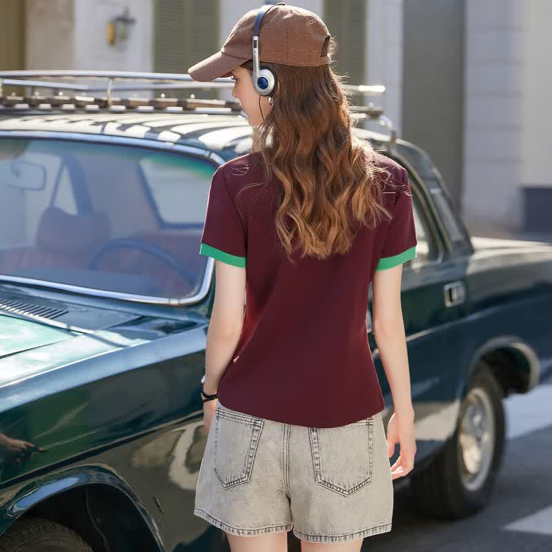 Women's Color-block Letter Print T-Shirt