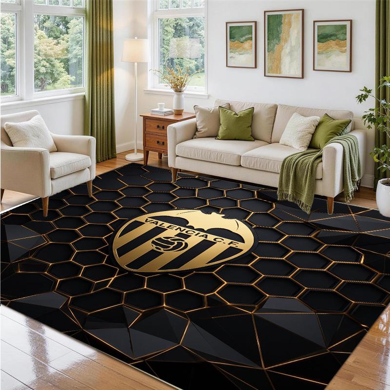 Valencia FC Design Crystal Velvet Rug Soft Decorative Mat for Bedroom Entrance