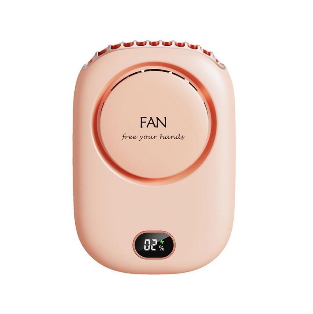 New Mini display neck fan Outdoor portable handheld creative usb charging small fan can stand on the desktop