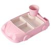 Car-Shaped Bamboo Fiber Children's Plate with Three Compartments & Water Cup - Durable, Anti-Fall Design for Baby Meals