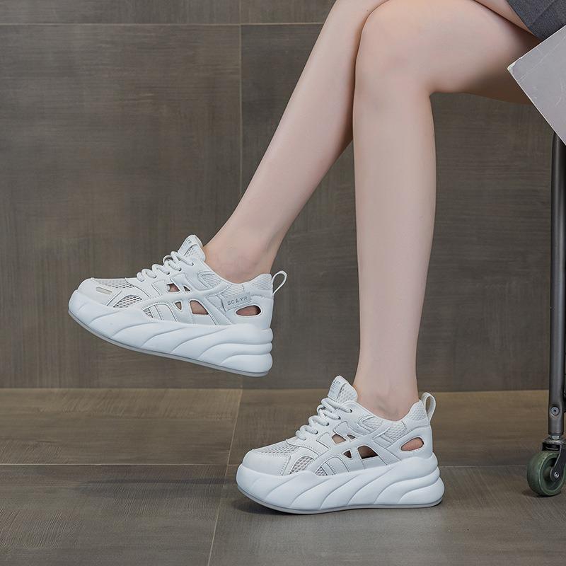 Summer New Casual Fashion Versatile Thick-soled Heightening Little White Shoes Women's Explosive Version Hollow, Light and Breathable Women's Shoes