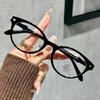 Fashionable And Trendy Anti Blue Light Oval Cat Eye Small Frame Flat Mirror Retro Tortoiseshell Fashionable Commuting Glasses